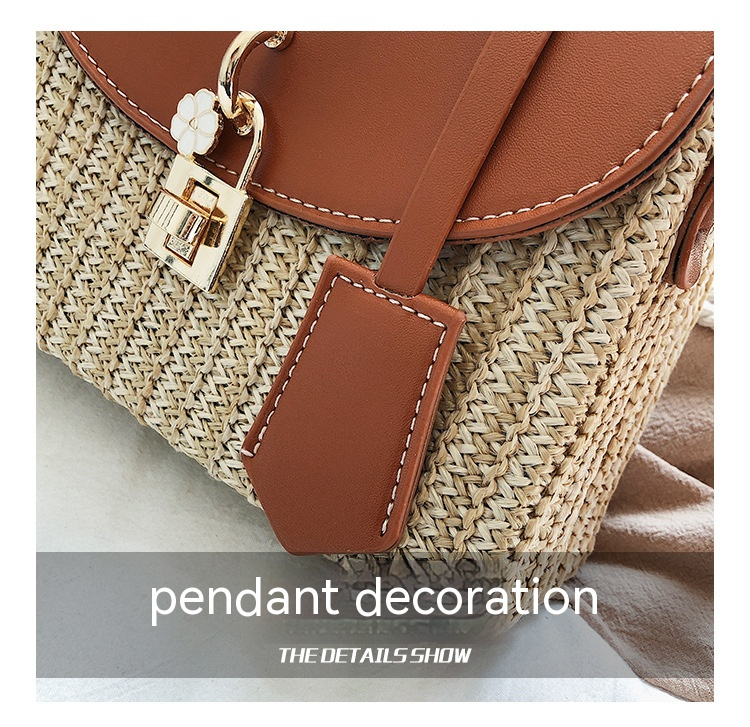 New Women's Bag Korean Fashion Lock Straw Bag Casual Handheld Small Square Bag Woman_voghion.com