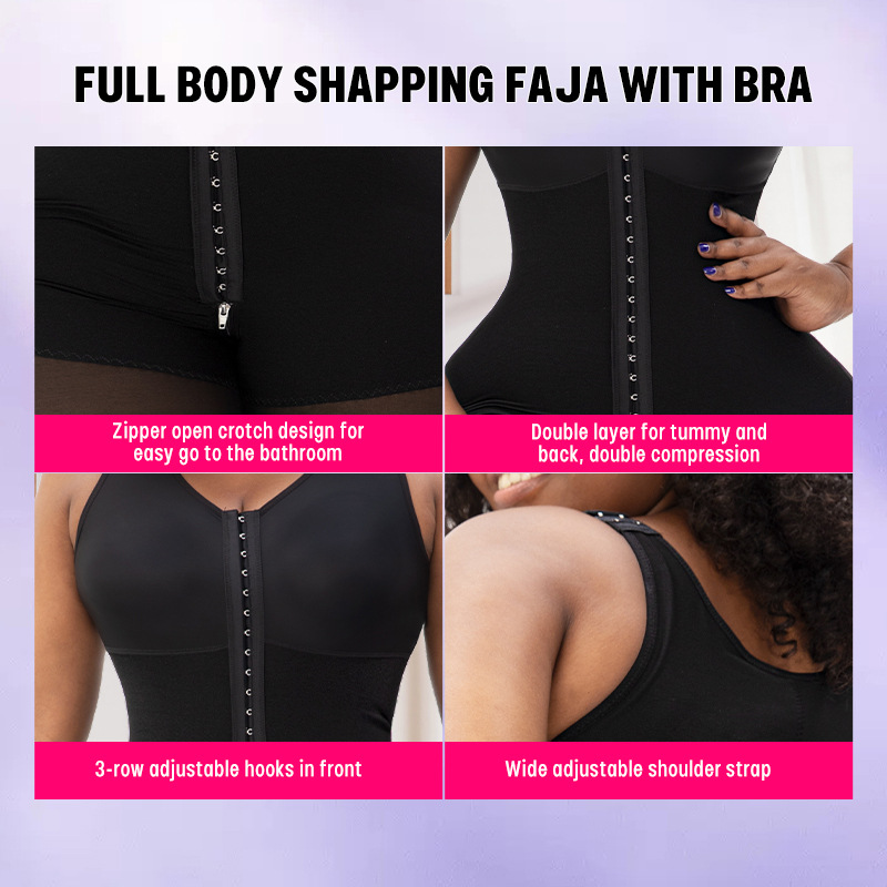 Damenbekleidung Figurformender Body, Brustverkleinerung, Taillen- und Hüftstraffung, Regeneration, stark komprimierendes Spandex-Gewebe, figurformendes Korsett_voghion.com
