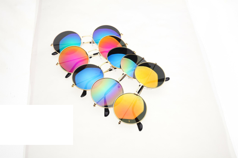 Unisex Retro children's round frame sunglasses for baby boys color film reflective round prince glasses hipster sunglasses for girls_voghion.com