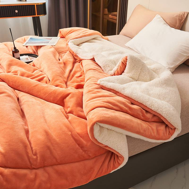 Coperta in pile di agnello e cashmere al latte a doppio strato Coperta in pile Farai Coperta in pile calda autunnale e invernale multifunzionale per il tempo libero Coperta per un doppio pisolino_voghion.com