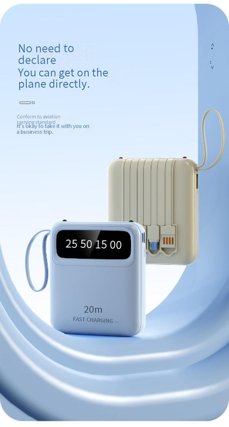 Handy-Zubehör Mini Portable Power Bank 20000 MAh Große Kapazität Handy Power Bank Mit Gebaut In Kabel_voghion.com