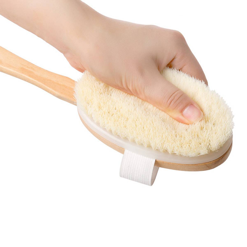 Badebürste aus Holz mit langem Griff und weichen Borsten für Rückenpeeling und Massage_voghion.com