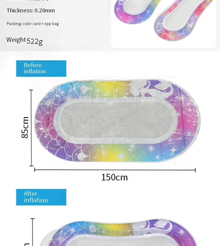 Gradient Transparent Mesh Floating Bed With Foldable Backrest - Inflatable Lounge Chair For Pool & Lake (Quick-Dry Heavy-Duty PVC Portable Design)_voghion.com