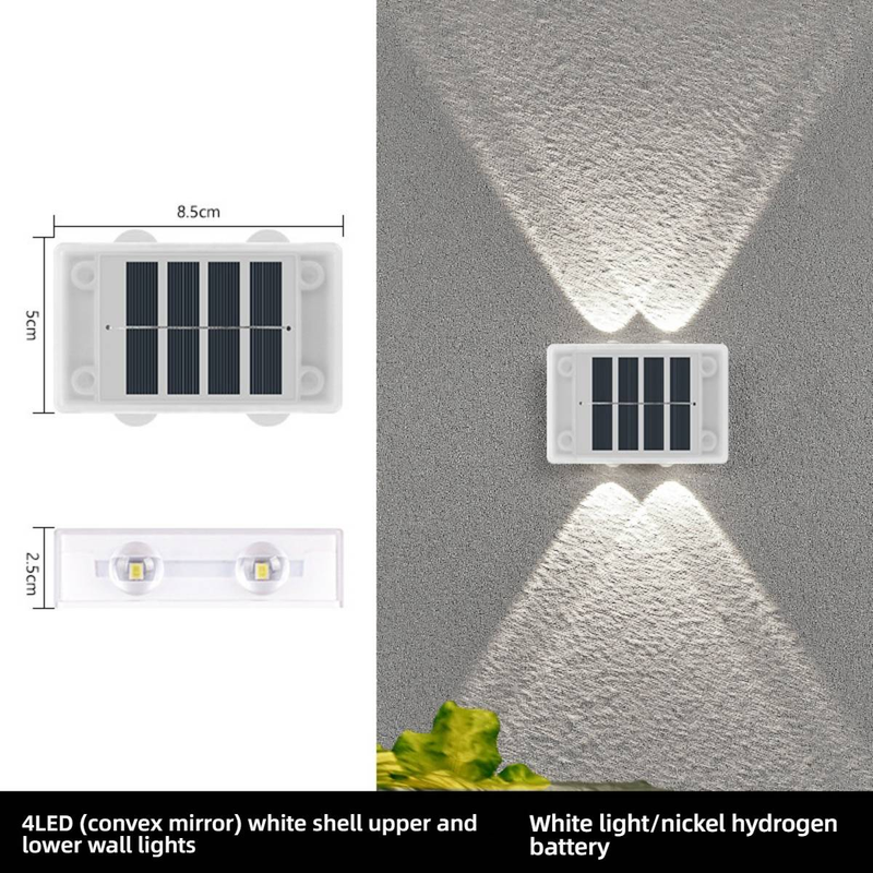 Solar-Wandleuchten für den Außenbereich, wasserdicht, Garten-Villa-Zaunbeleuchtung, LED-solarbetriebene Landschaftsleuchten für Hof, Terrasse, Balkon, Warmweiß/Kaltweiß_voghion.com