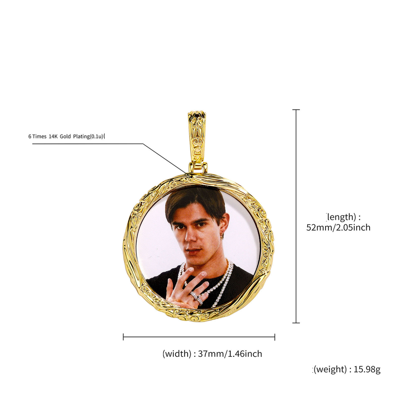 Anhänger DIY Foto Kreis Foto Rahmen Einfarbig Anhänger Hip Hop Schmuck Halskette Zubehör_voghion.com