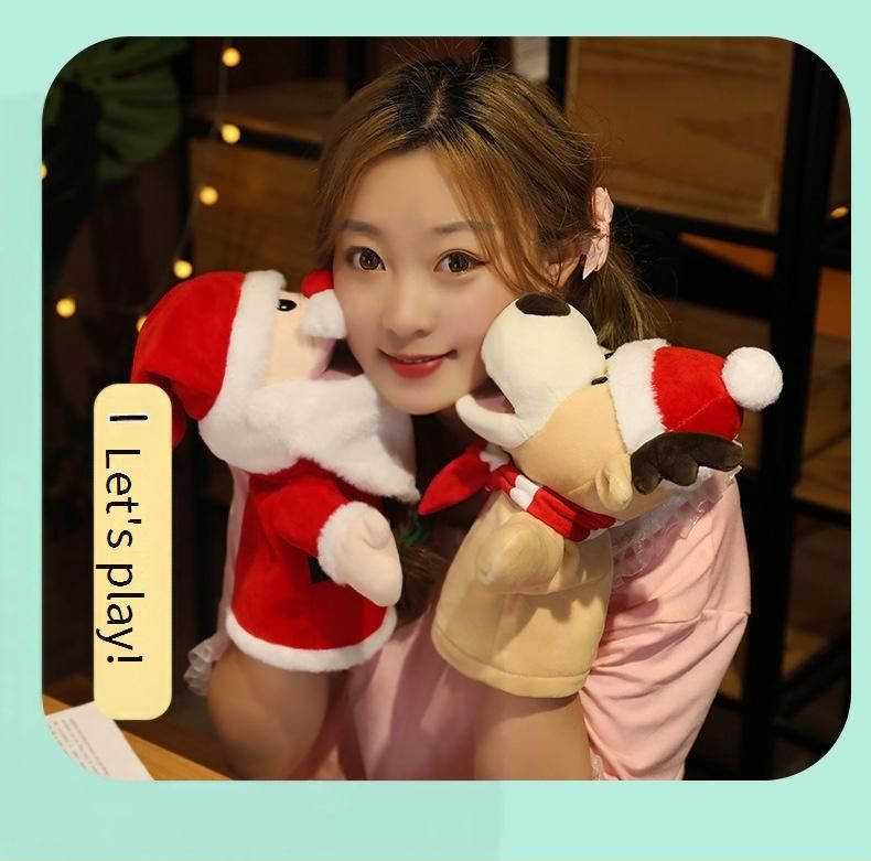 Christmas Plush Hand Puppets For Kids - Penguin Reindeer Santa Snowman - Interactive Storytelling Toys For Holiday Performances & Gifts (30cm)_voghion.com