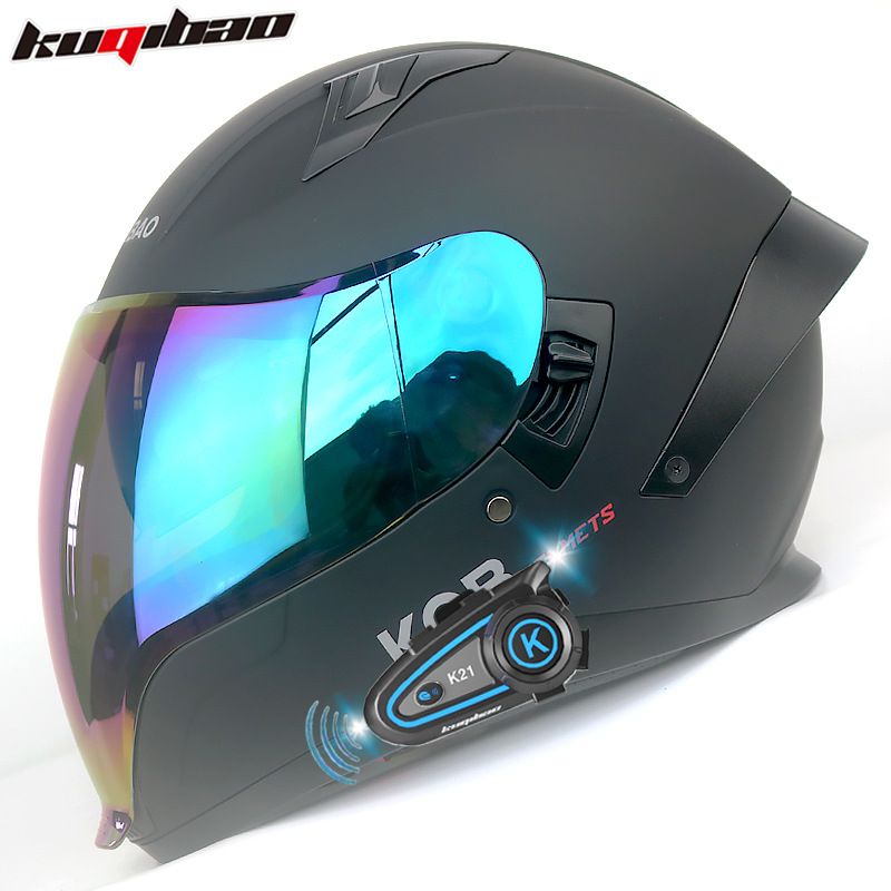 KQIBOO Çift Vizörlü Motosiklet Tam Yüz Kaskı, İçme Sistemi, 3C Sertifikalı, Hafif, Bluetooth Interkom Uyumlu_voghion.com