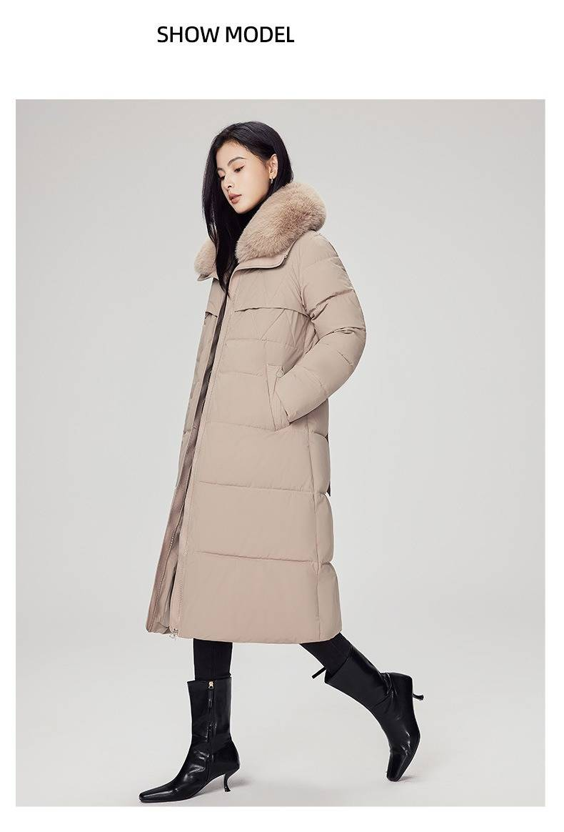 Abrigo largo acolchado con cuello de piel sintética para mujer, chaqueta de plumón gruesa de invierno para tallas pequeñas y grandes, abrigo extragrande y cálido con bolsillos._voghion.com