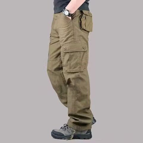 2025 New Work Pants Men's Casual Pants Elastic Waist Large Size Pants Multi-pocket Loose Trousers Construction Site Pants_voghion.com