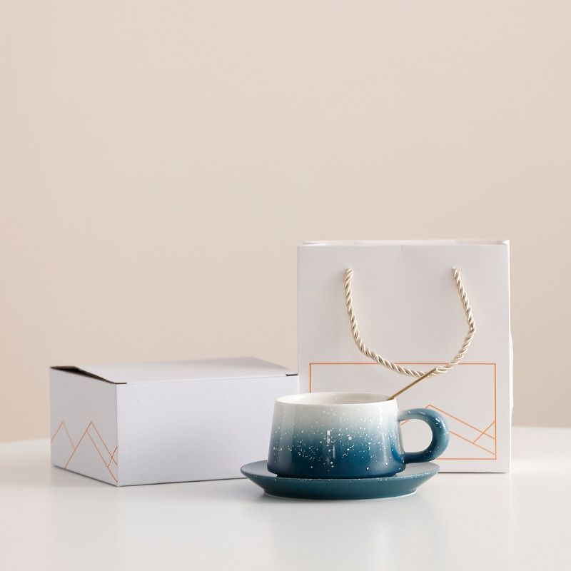 Creative Coffee Cup And Saucer Set Ceramic Mug Premium Exquisite Latte Cup Snowflake Glaze Promotional Gift_voghion.com