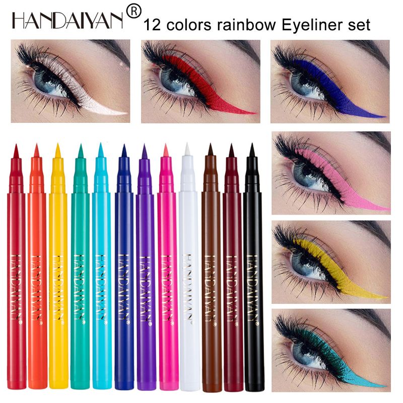 esplosivo handaiyan12 colore opaco asciugatura rapida non facile da sbiadire eyeliner colorato set trucco performance_voghion.com
