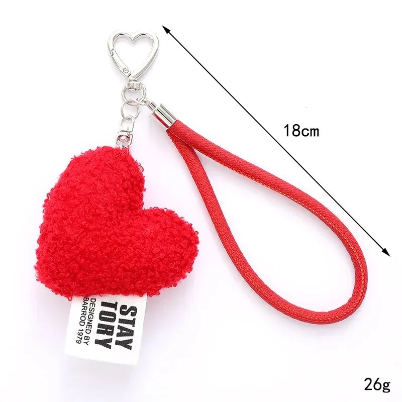 Telefondeksel nøkkelring hjerte plysj nøkkelring fargerik lanyard bag nøkkelring tilbehør mote håndleddsstropp anti-tapt anheng nøkkelring_voghion.com