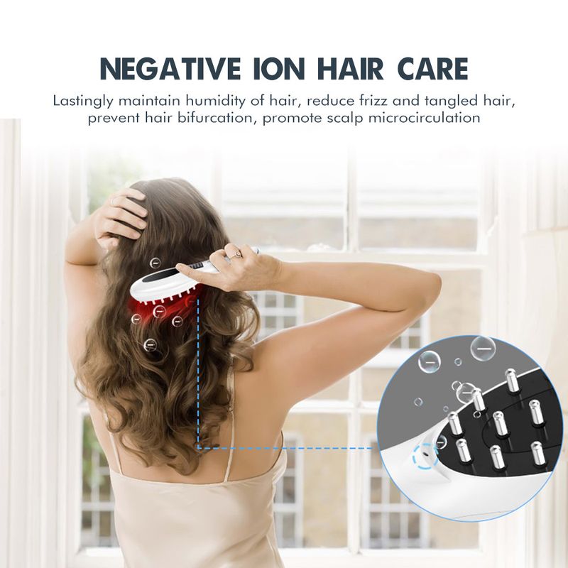 Elektrisk massage kam EMS färg ljus hårväxt applikator Negativ jon hårbotten massager Hår kam_voghion.com