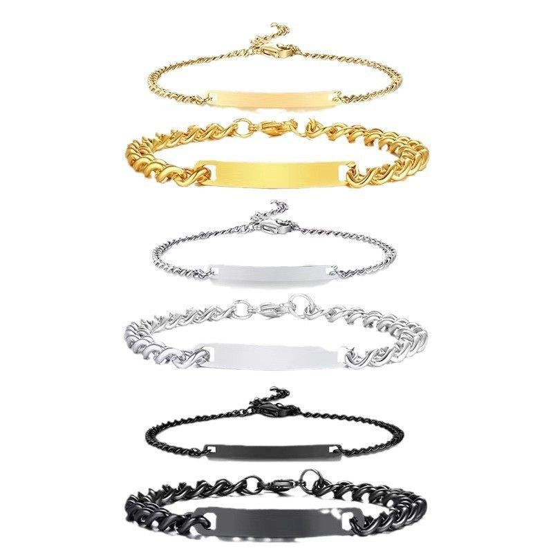 Bracciale cubano di coppia con incisione fai da te in acciaio al titanio di alta qualità placcato galvanicamente_voghion.com