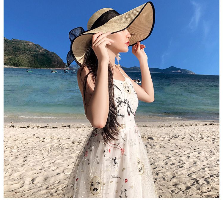 Pdmcms Beach Straw Hat for Summer Beach Outing Large Brim for Sun Protection and Vacation Versatile Cool Hat Sun Hat_voghion.com