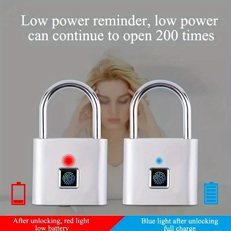 1st Mini Smart Fingerprint Hänglås, Vattentätt Säkerhetsdörrlås, Stöldskydd Nyckellöst USB Uppladdningsbart Lås För Resväska Bagage_voghion.com