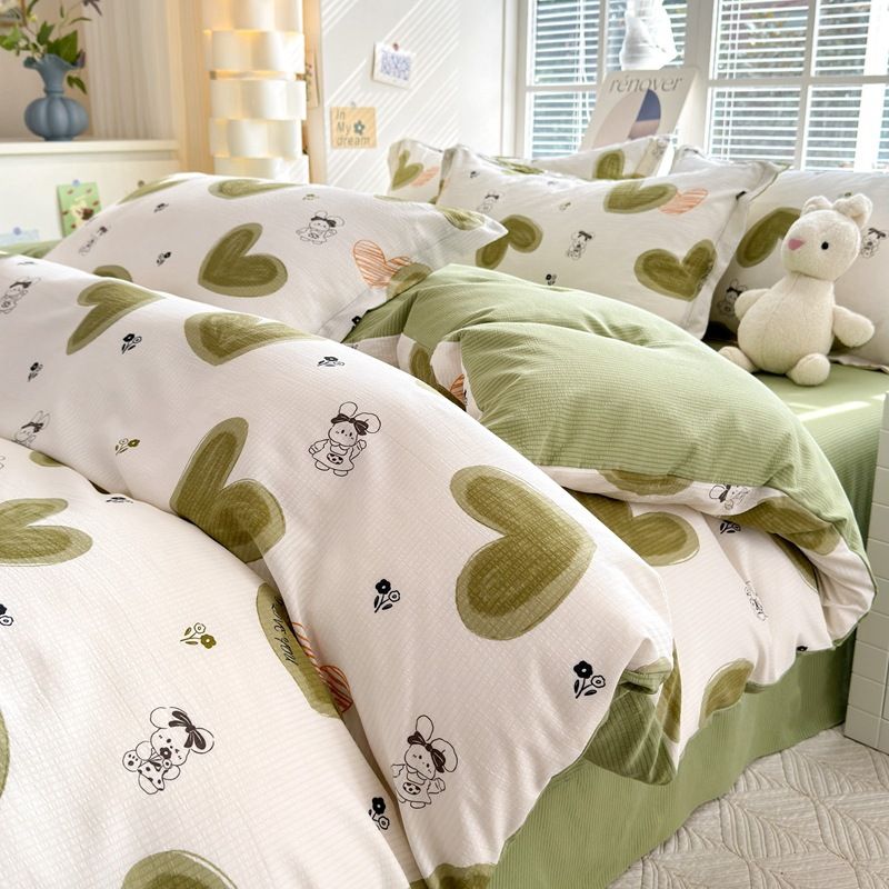 Set di quattro pezzi in cotone jacquard super morbido di classe A, adatto alla pelle di neonati e bambini, traspirante e assorbente._voghion.com