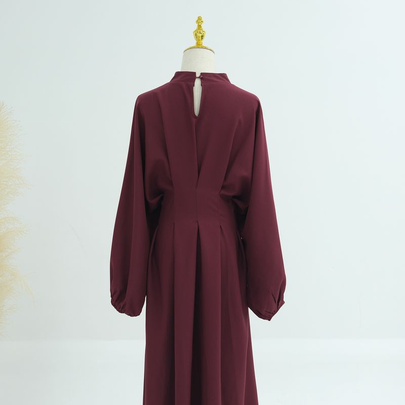 Abbigliamento donna Medio Oriente Turchia Dubai Abito tinta unita con maniche a palloncino Lr728_voghion.com