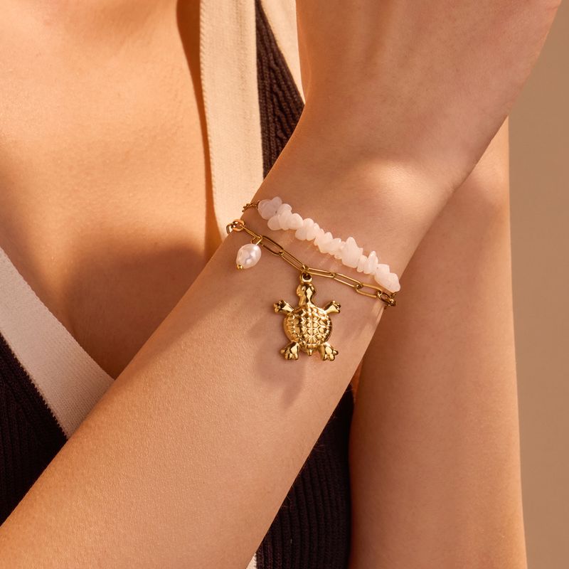 Cross Border European And American Bracelets Niche Design Beaded Ocean Style Bracelets Stainless Steel Stacking Bracelets Female Fashion Simple_voghion.com