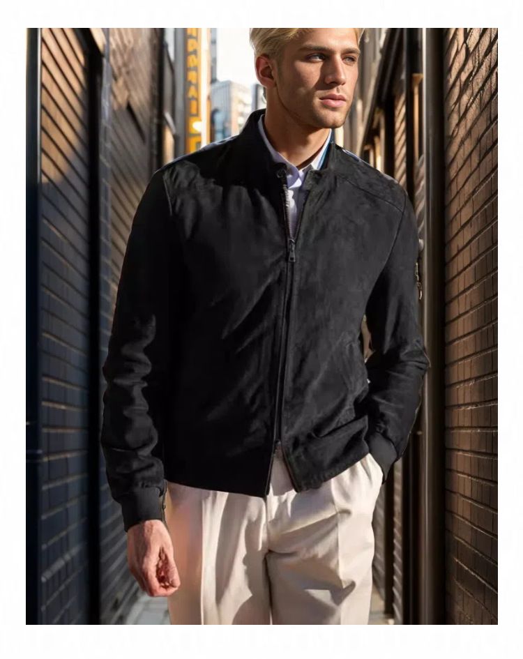 Abbigliamento uomo Primavera e autunno Moda uomo per il tempo libero Giacca in pelle scamosciata tinta unita Giacca a vento uomo sottile_voghion.com