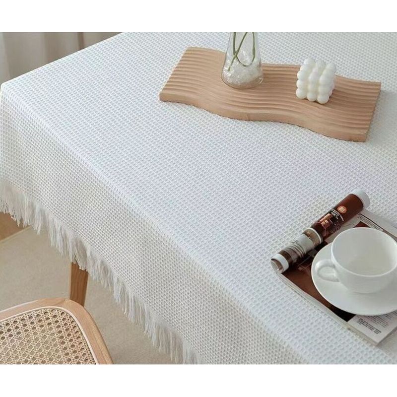 Tovaglia quadrata in misto cotone e lino spesso color tè al latte per tavolo da pranzo_voghion.com