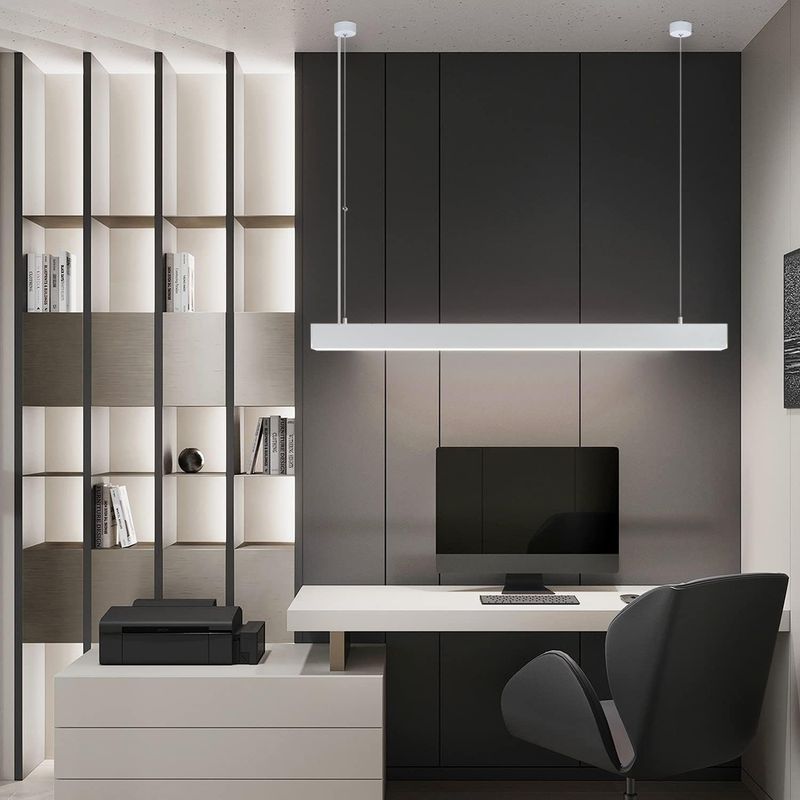 Glitzerlife LED Pendelleuchte Esstisch Hängelampe Dimmbar - 32W Moderne Esstischlampe Hängend 107CM Höhenverstellbar Mit Fernbedienung Lang Linear Design Für Büro_voghion.com