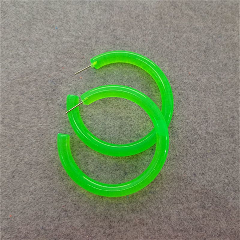 Orecchini esagerati in resina acrilica colorata a forma di C, alla moda, versatili, per personalità, gioielli, discoteca_voghion.com