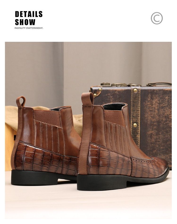 Botas Martin de punta puntiaguda Voyage 8655 Brogue para hombre, talla grande, para exportación_voghion.com