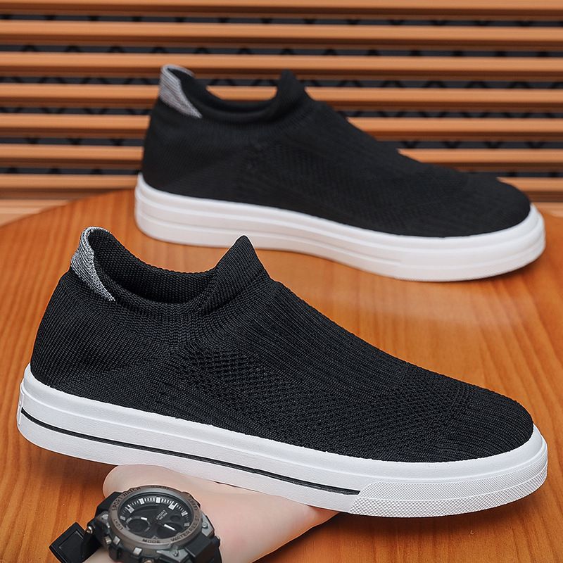Calzini estivi traspiranti nuovi da uomo, versione coreana, versatili, con fondo piatto, in rete Flyknit, scarpe sportive casual da uomo_voghion.com