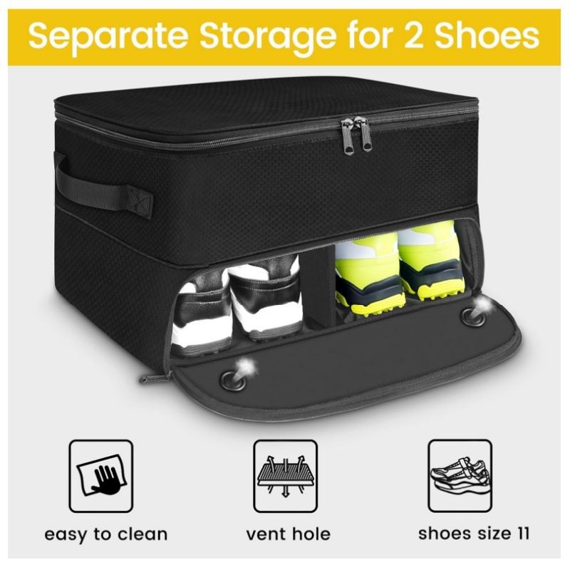 Set di cubi organizer da viaggio in poliestere di alta qualità - Contenitore pieghevole multiscomparto per vestiti e accessori, nero moderno (43,2 x 33 x 25 cm)_voghion.com