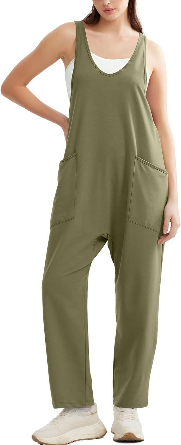 Sommer-Jumpsuit aus Baumwolle für Damen – Ärmelloser Overall mit Taschen, lässiger, lockerer Schnitt | Streetwear-Mode | Leicht und atmungsaktiv_voghion.com