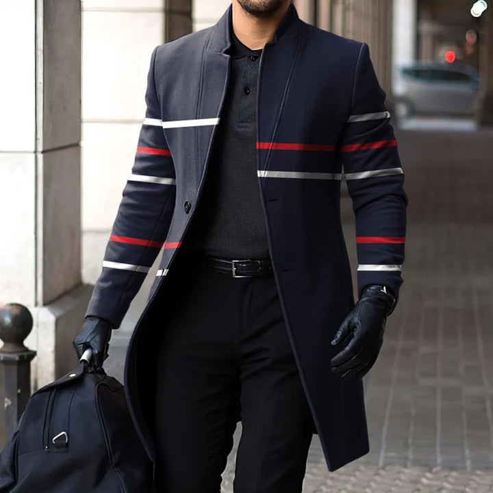 2024 autumn new mid length cardigan windbreaker long sleeved jacket men's_voghion.com