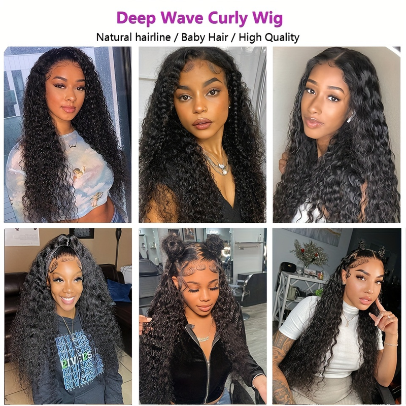 4x4 Deep Wave blonde frontparykker Menneskehår 180% tæthed Dyb krøllet blonde frontal Parykker Menneskehår Parykker til kvinder Pre-plukket med babyhår Naturlig farve_voghion.com