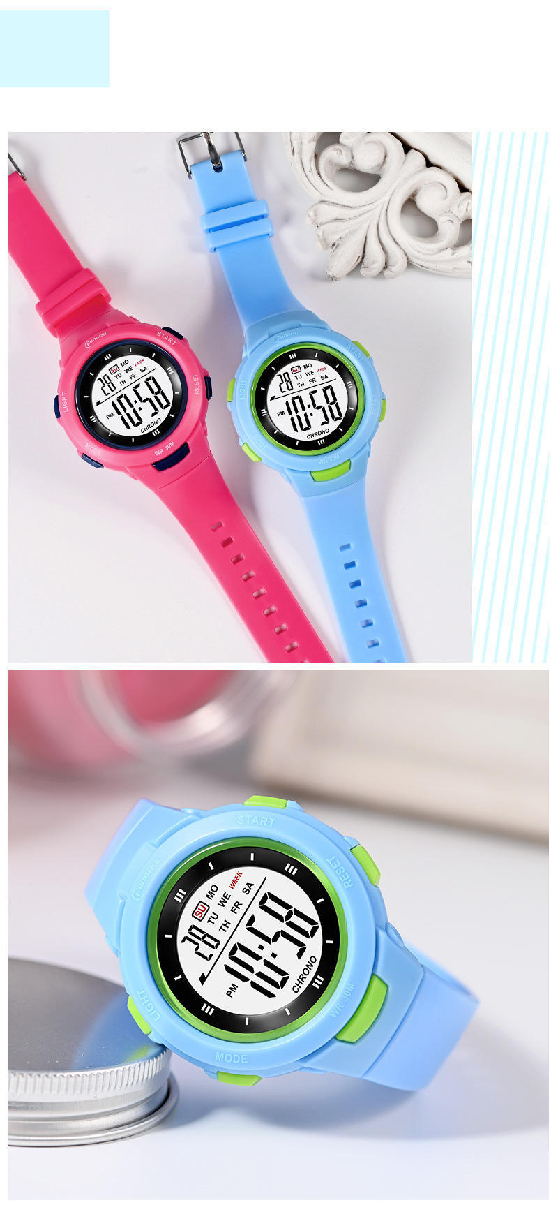 Kinder uhr Mode pin schnalle uhr glow-in-the-dark wasserdicht PU strap Student elektronische uhr_voghion.com