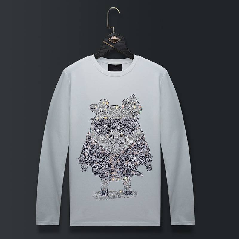 Herrenbekleidung Modal Langarm T-Shirt Herren Herbst Herren Bottoming Shirt Slim Fit High End Herrenbekleidung Große Größe Dünn Hot Diamond Pig_voghion.com