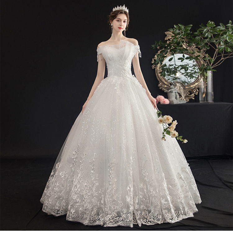 Διασυνοριακό Νυφικό Εξωτερικού Εμπορίου 2025 New Bride One Shoulder Slim Forest Style European and American Floffy Fluffy Style_voghion.com