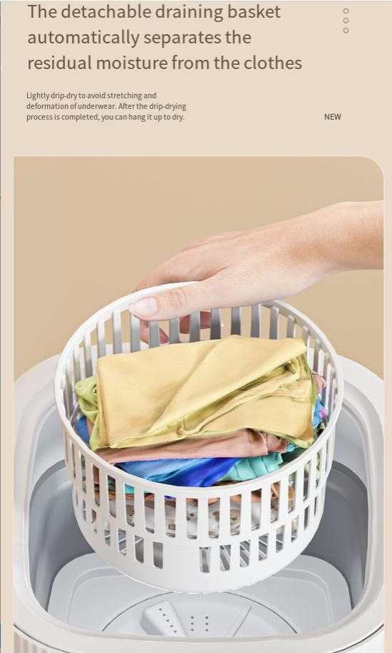 Máquina de lavar dobrável de 10L, grande capacidade, portátil, para uso doméstico, para lavar e secar roupas íntimas, mini máquina de lavar integrada_voghion.com