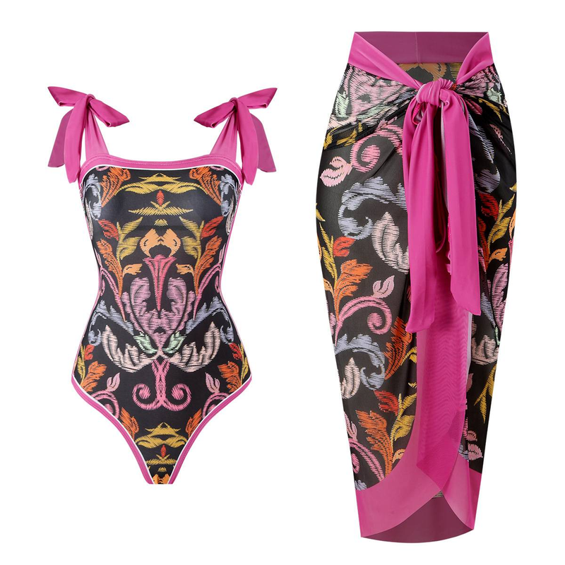 Women's Clothing Two Piece Skirt Multi Color Print Sexy Bikini Set_voghion.com