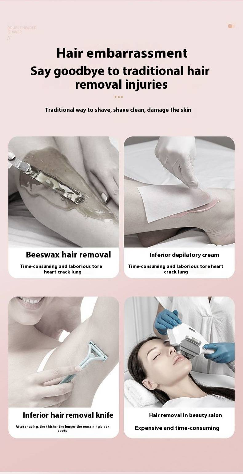Damen Doppelkopf Elektrorasierer Lippenhaar Achselhaar Privathaarentferner Beinhaar Schamhaarschneider_voghion.com