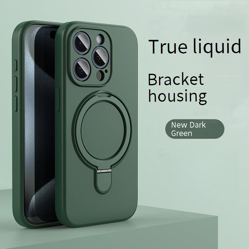 Magnetische Flüssigsilikonhülle mit Ständer für das iPhone 16 Pro Max – vollständiger Kameraschutz, rutschfester Griff, 360° stoßfeste Abdeckung_voghion.com