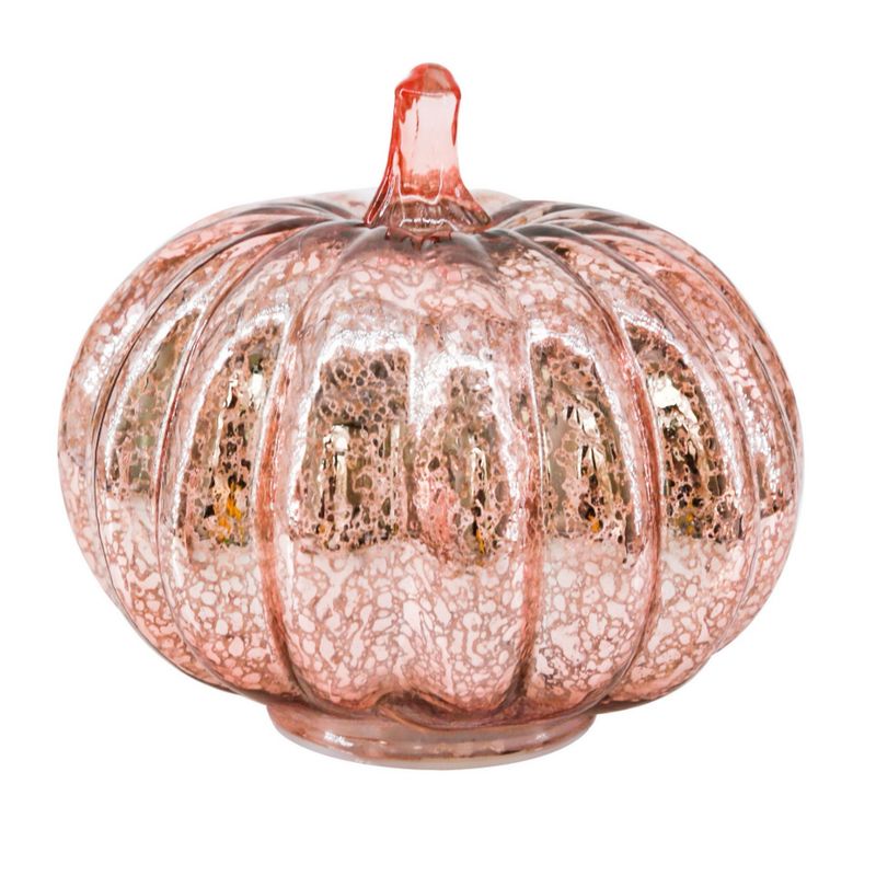 Halloween Rose Gold Glass Pumpkin Lantern With Timer Hot LED Pumpkin_voghion.com