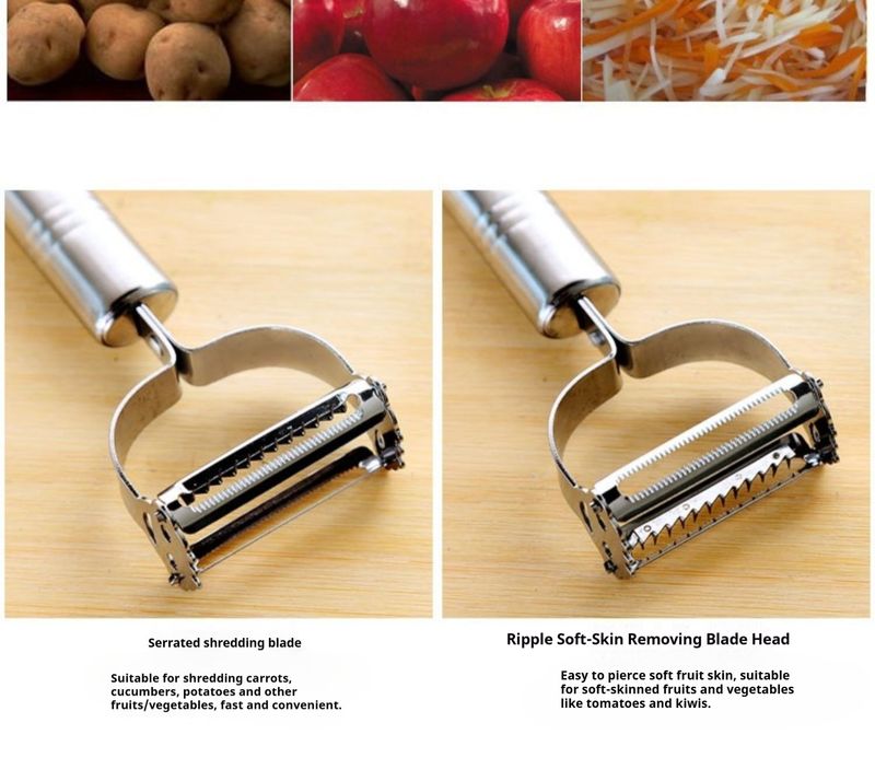 Stainless Steel 2-in-1 Vegetable Grater & Peeler – Compact Handheld Tool For Potato, Carrot, Cucumber (Non-Slip Grip)_voghion.com