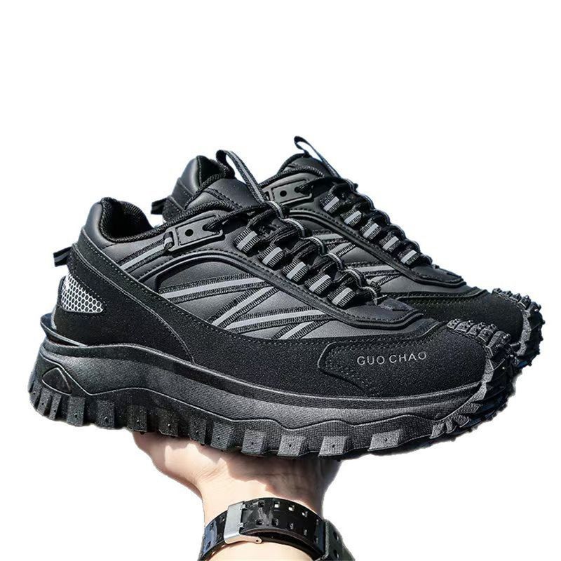 2026 Fashion Sneakers Jogging Shoes Youth/Men Artificial PU Splicing Low Top Lace-Up Thick Sole Non-Slip Wear-Resistant Running Shoes_voghion.com