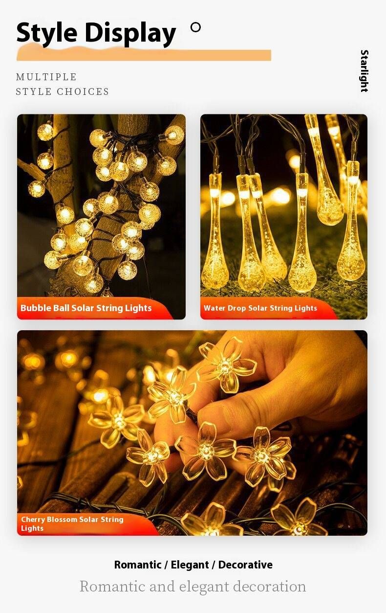 Solar-LED-Lichterkette mit Kupferdraht – Wasserdichte Sternenlichter für Camping, Blumensträuße und Geschenkboxen, 8 Modi (Warmweiß/Farbwechsel)_voghion.com