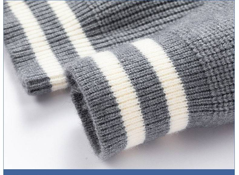 Strickjacke mit Baseballkragen – Übergroßer Strickpullover mit Jacquard-Design für Männer und Frauen (Grau, Schwarz, Armeegrün)_voghion.com