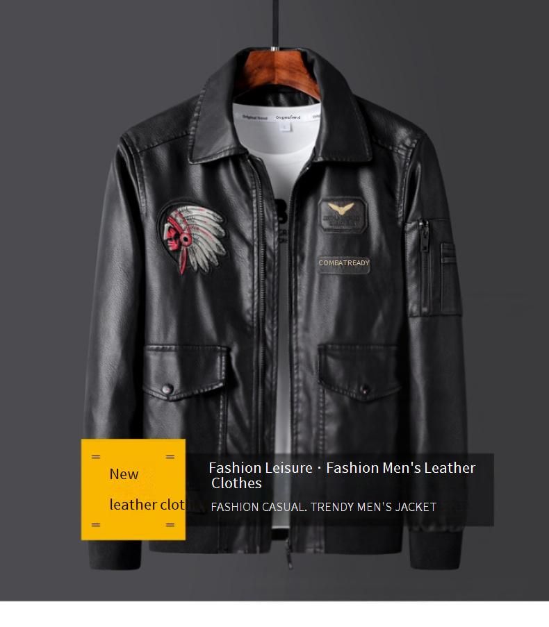 Giacca in similpelle ricamata da uomo – Bomber streetwear oversize con fodera in pile (M-9XL, fodera in polipropilene)_voghion.com
