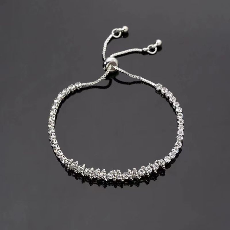 Korean Fashion Rhinestone Claw Chain Simple Elegant Round Bead Wrap Adjustable Bracelet Bangle_voghion.com