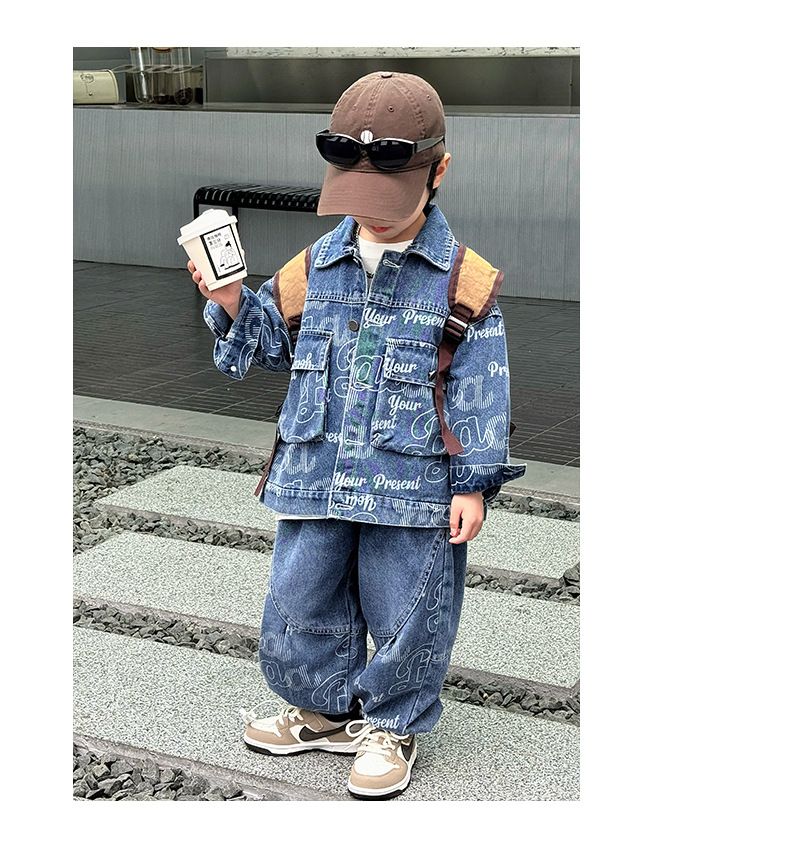 Trajes de primavera para niños 2025, nuevos y atractivos trajes de mezclilla de dos piezas para bebés, versión coreana, para primavera y otoño._voghion.com