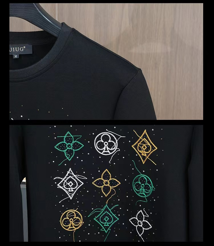 Herren Frühling und Herbst neue Mode lässig langärmeliges T-Shirt mit Rundhalsausschnitt Design Sense Stickerei Pullover_voghion.com