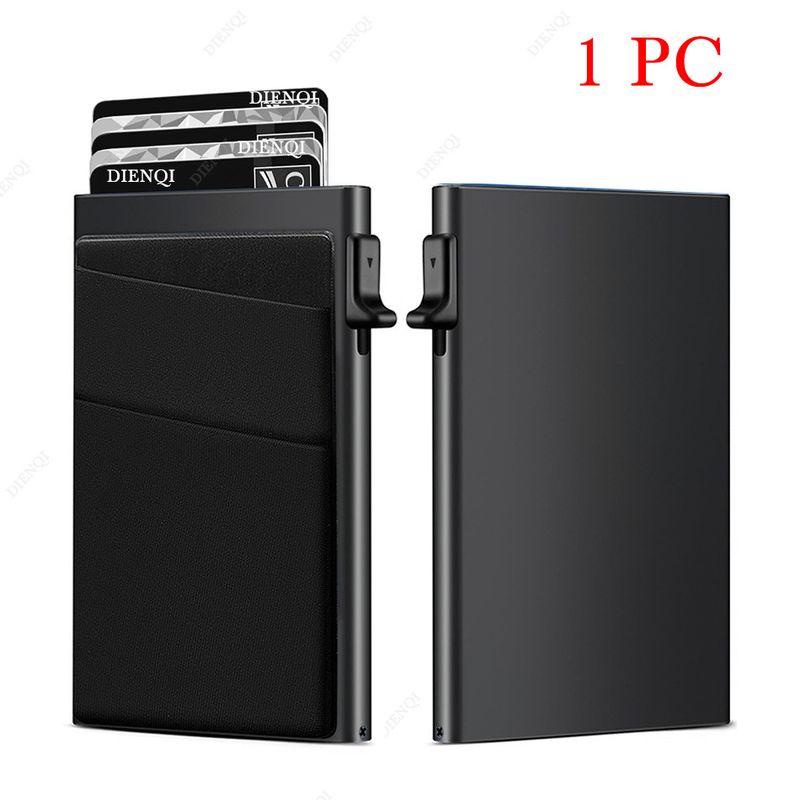 Men's Bags Men's Card Holder Wallet RFID Aluminum Alloy Metal Card Box Side Push One Button Card Out Anti Theft Slanted Card Holder Card_voghion.com
